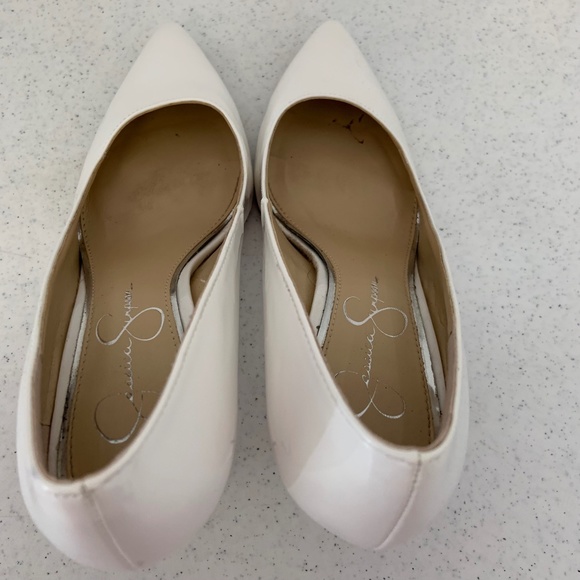 Jessica Simpson Patent Leather Pointed Toe Heels in White Size 6 1/2 - Picture 6 of 16